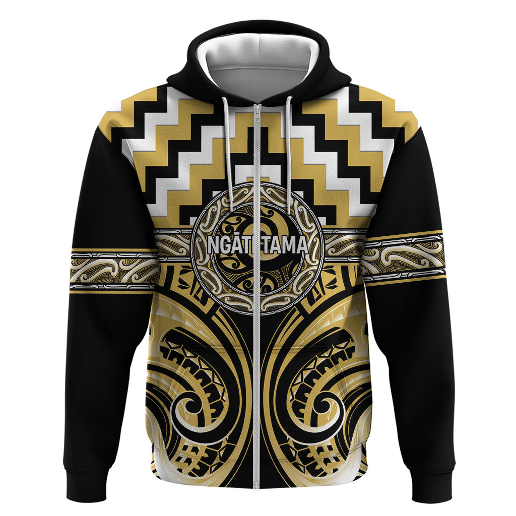 Aotearoa Ngati Tama Personalised Hoodie Maori Iwi Poutama Puhoro Tattoo LT14 Zip Hoodie Yellow - Polynesian Pride