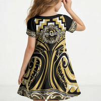 Aotearoa Ngati Tama Personalised Kid Short Sleeve Dress Maori Iwi Poutama Puhoro Tattoo LT14 - Polynesian Pride
