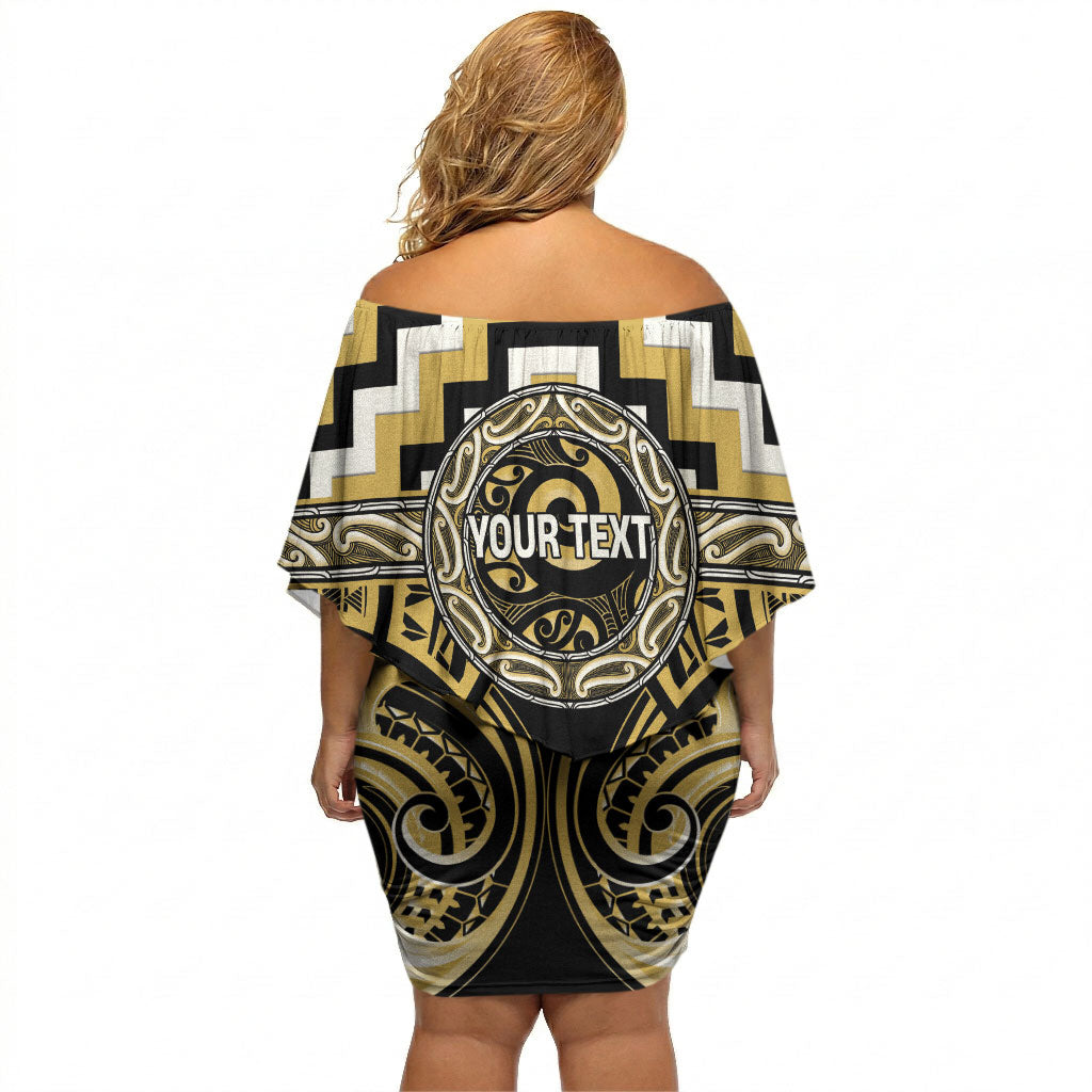 Aotearoa Ngati Tama Personalised Off Shoulder Short Dress Maori Iwi Poutama Puhoro Tattoo LT14 - Polynesian Pride
