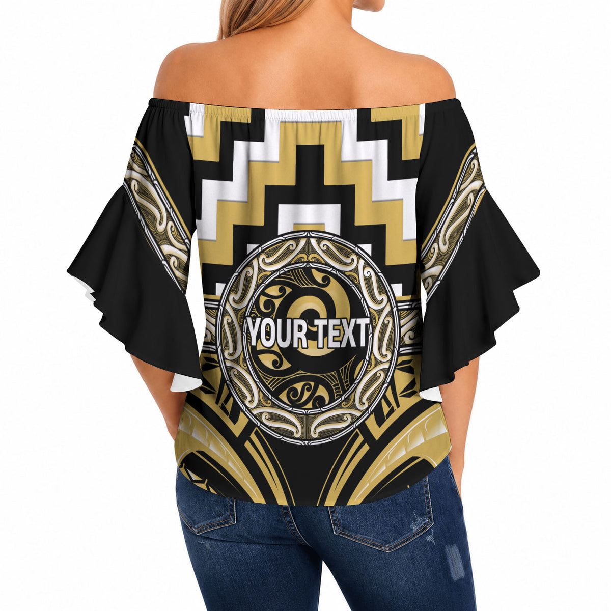 Aotearoa Ngati Tama Personalised Off Shoulder Wrap Waist Top Maori Iwi Poutama Puhoro Tattoo LT14 - Polynesian Pride