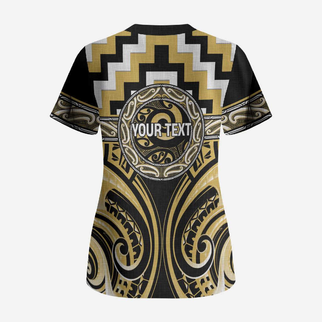 Aotearoa Ngati Tama Personalised Scrub Top Maori Iwi Poutama Puhoro Tattoo LT14 - Polynesian Pride