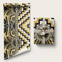 Aotearoa Ngati Tama Wrapping Paper Maori Iwi Poutama Puhoro Tattoo LT14 58" × 23" Yellow - Polynesian Pride