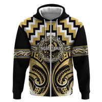 Aotearoa Ngati Tama Personalised Zip Hoodie Maori Iwi Poutama Puhoro Tattoo LT14 Zip Hoodie Yellow - Polynesian Pride