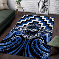 Aotearoa Ngati Ruanui Area Rug Maori Iwi Poutama Puhoro Tattoo LT14 Blue - Polynesian Pride