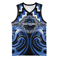 Aotearoa Ngati Ruanui Personalised Basketball Jersey Maori Iwi Poutama Puhoro Tattoo LT14 Unisex Blue - Polynesian Pride