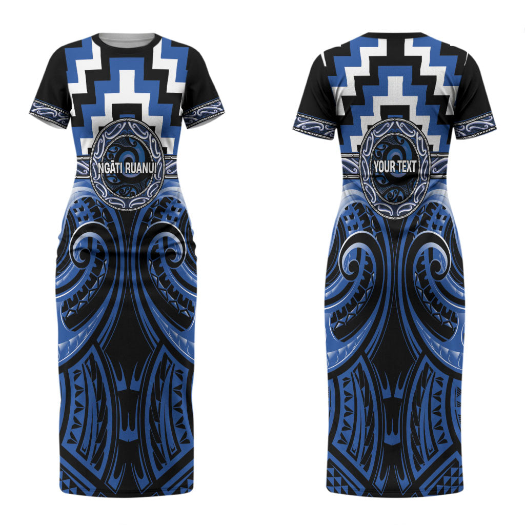 Aotearoa Ngati Ruanui Personalised Couples Matching Short Sleeve Bodycon Dress and Hawaiian Shirt Maori Iwi Poutama Puhoro Tattoo LT14 - Polynesian Pride