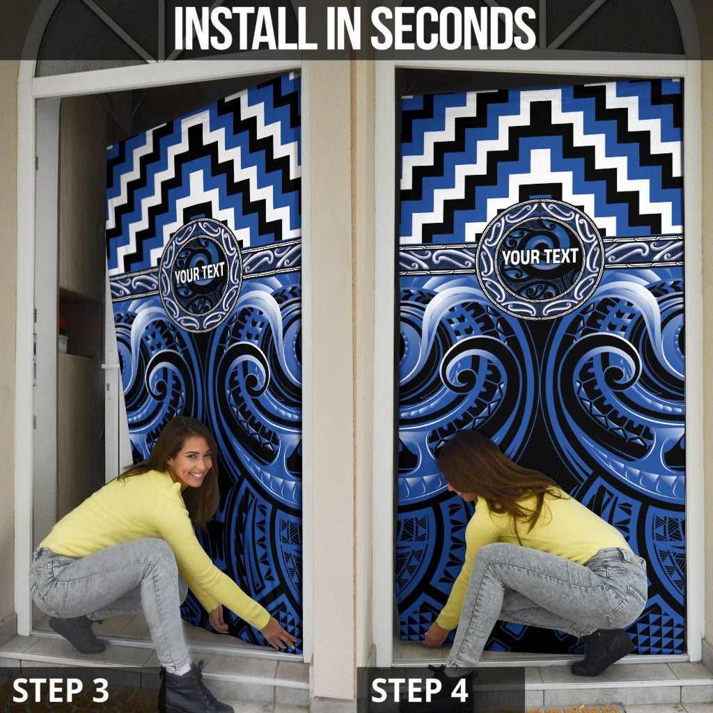 Aotearoa Ngati Ruanui Personalised Door Cover Maori Iwi Poutama Puhoro Tattoo LT14 - Polynesian Pride