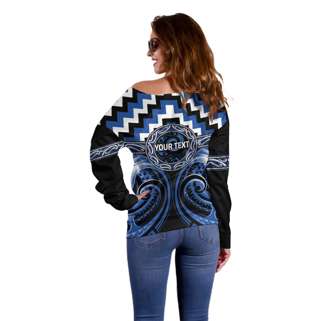 Aotearoa Ngati Ruanui Personalised Off Shoulder Sweater Maori Iwi Poutama Puhoro Tattoo LT14 - Polynesian Pride