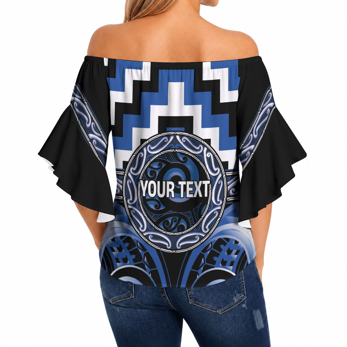 Aotearoa Ngati Ruanui Personalised Off Shoulder Wrap Waist Top Maori Iwi Poutama Puhoro Tattoo LT14 - Polynesian Pride