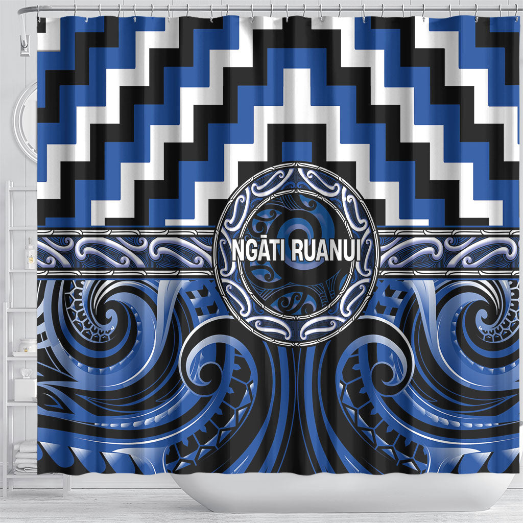 Aotearoa Ngati Ruanui Shower Curtain Maori Iwi Poutama Puhoro Tattoo LT14 - Polynesian Pride