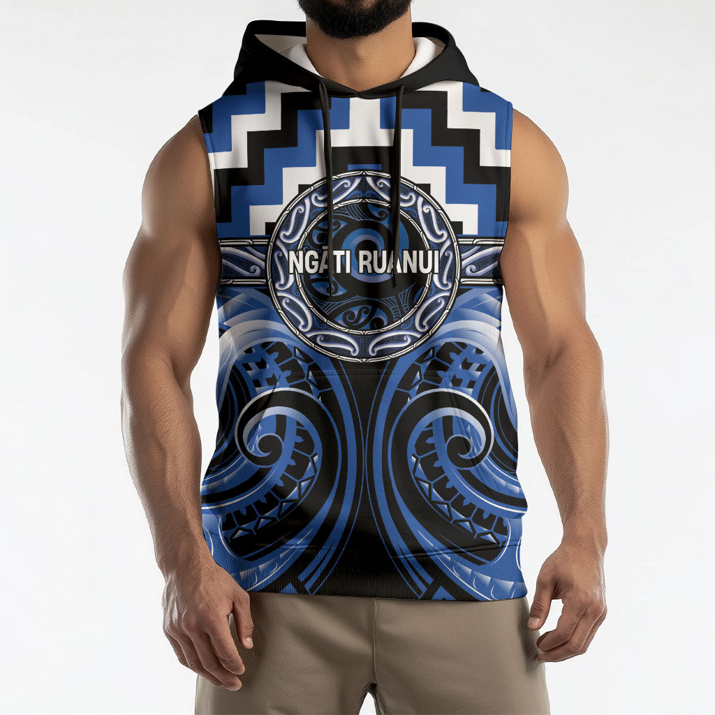 Aotearoa Ngati Ruanui Personalised Sleeveless Hoodie Maori Iwi Poutama Puhoro Tattoo LT14 - Polynesian Pride