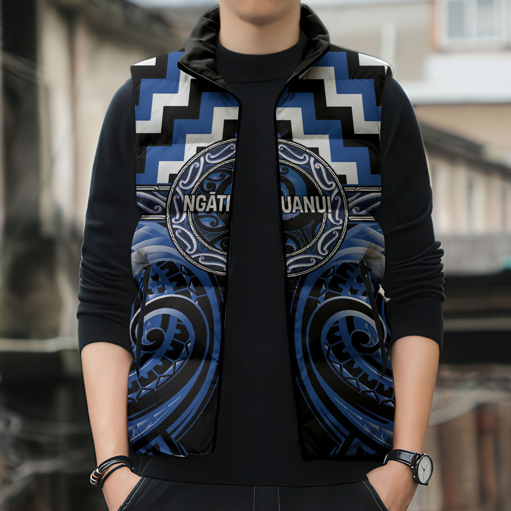 Aotearoa Ngati Ruanui Personalised Sleeveless Puffer Jacket Maori Iwi Poutama Puhoro Tattoo LT14 - Polynesian Pride