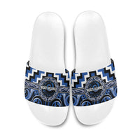 Aotearoa Ngati Ruanui Slide Sandals Maori Iwi Poutama Puhoro Tattoo LT14 Blue - Polynesian Pride