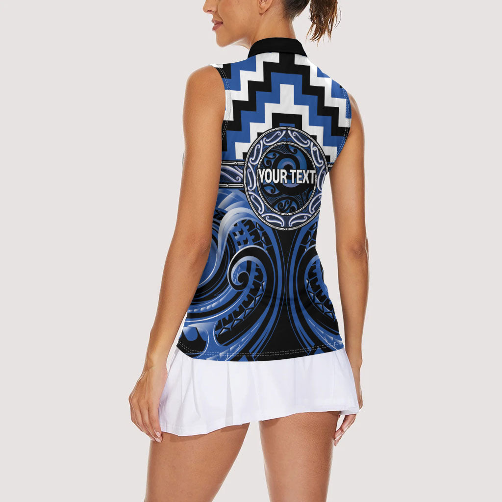 Aotearoa Ngati Ruanui Personalised Women Sleeveless Polo Shirt Maori Iwi Poutama Puhoro Tattoo LT14 - Polynesian Pride