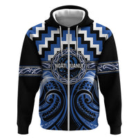 Aotearoa Ngati Ruanui Personalised Zip Hoodie Maori Iwi Poutama Puhoro Tattoo LT14 Zip Hoodie Blue - Polynesian Pride