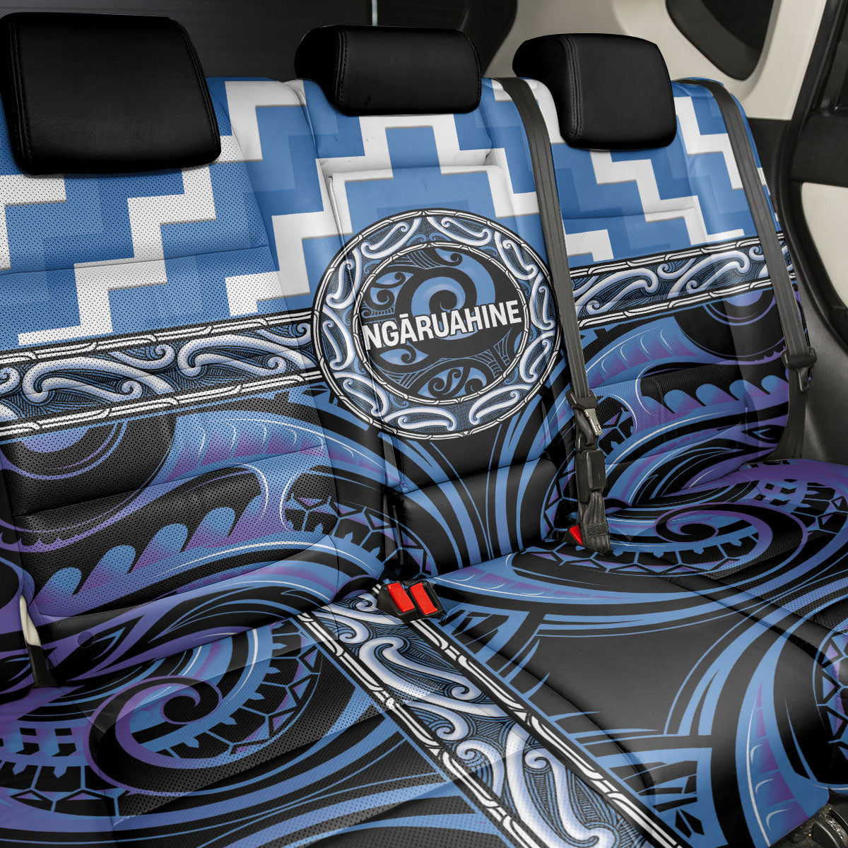 Aotearoa Ngaruahine Back Car Seat Cover Maori Iwi Poutama Puhoro Tattoo LT14 - Polynesian Pride