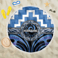Aotearoa Ngaruahine Beach Blanket Maori Iwi Poutama Puhoro Tattoo LT14 One Size 150cm Blue - Polynesian Pride