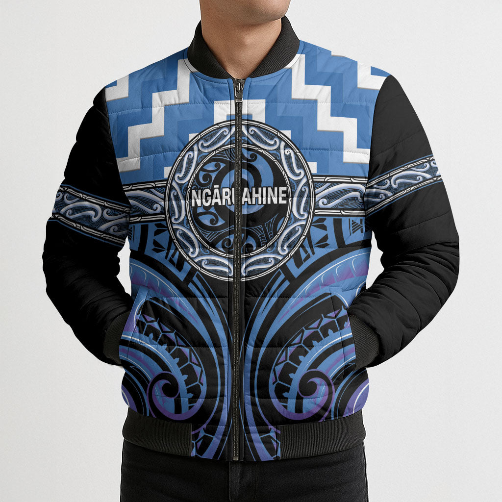 Aotearoa Ngaruahine Personalised Bomber Puffer Jacket Maori Iwi Poutama Puhoro Tattoo LT14 - Polynesian Pride