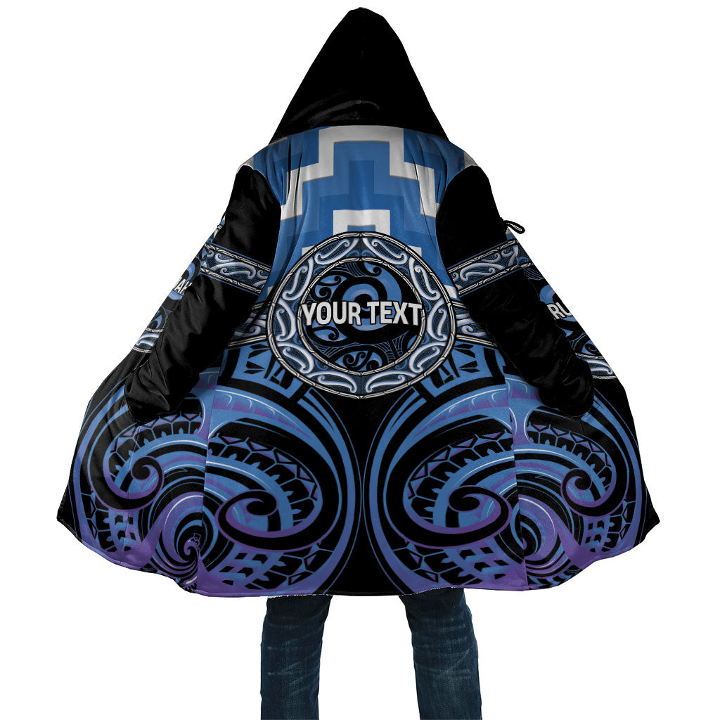Aotearoa Ngaruahine Personalised Cloak Maori Iwi Poutama Puhoro Tattoo LT14 Unisex Blue - Polynesian Pride