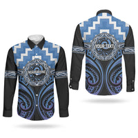 Aotearoa Ngaruahine Personalised Couples Matching Off Shoulder Short Dress and Long Sleeve Button Shirt Maori Iwi Poutama Puhoro Tattoo LT14 - Polynesian Pride