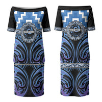 Aotearoa Ngaruahine Personalised Couples Matching Puletasi and Hawaiian Shirt Maori Iwi Poutama Puhoro Tattoo LT14 - Polynesian Pride