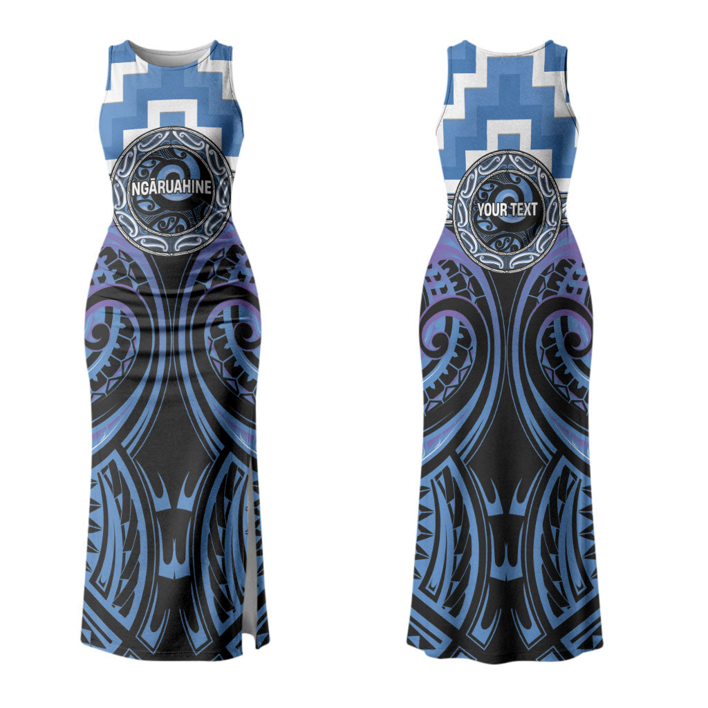 Aotearoa Ngaruahine Personalised Couples Matching Tank Maxi Dress and Long Sleeve Button Shirt Maori Iwi Poutama Puhoro Tattoo LT14 - Polynesian Pride