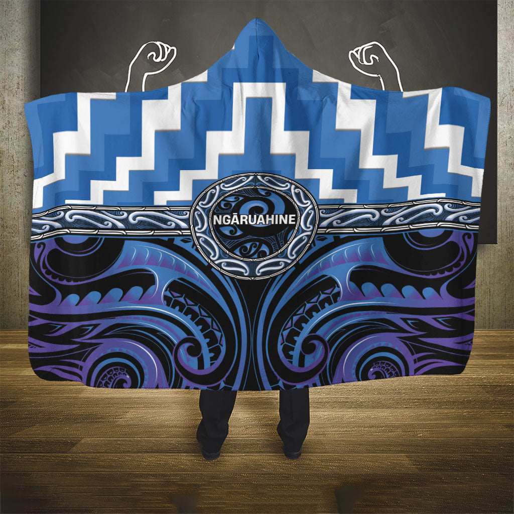 Aotearoa Ngaruahine Hooded Blanket Maori Iwi Poutama Puhoro Tattoo LT14 - Polynesian Pride