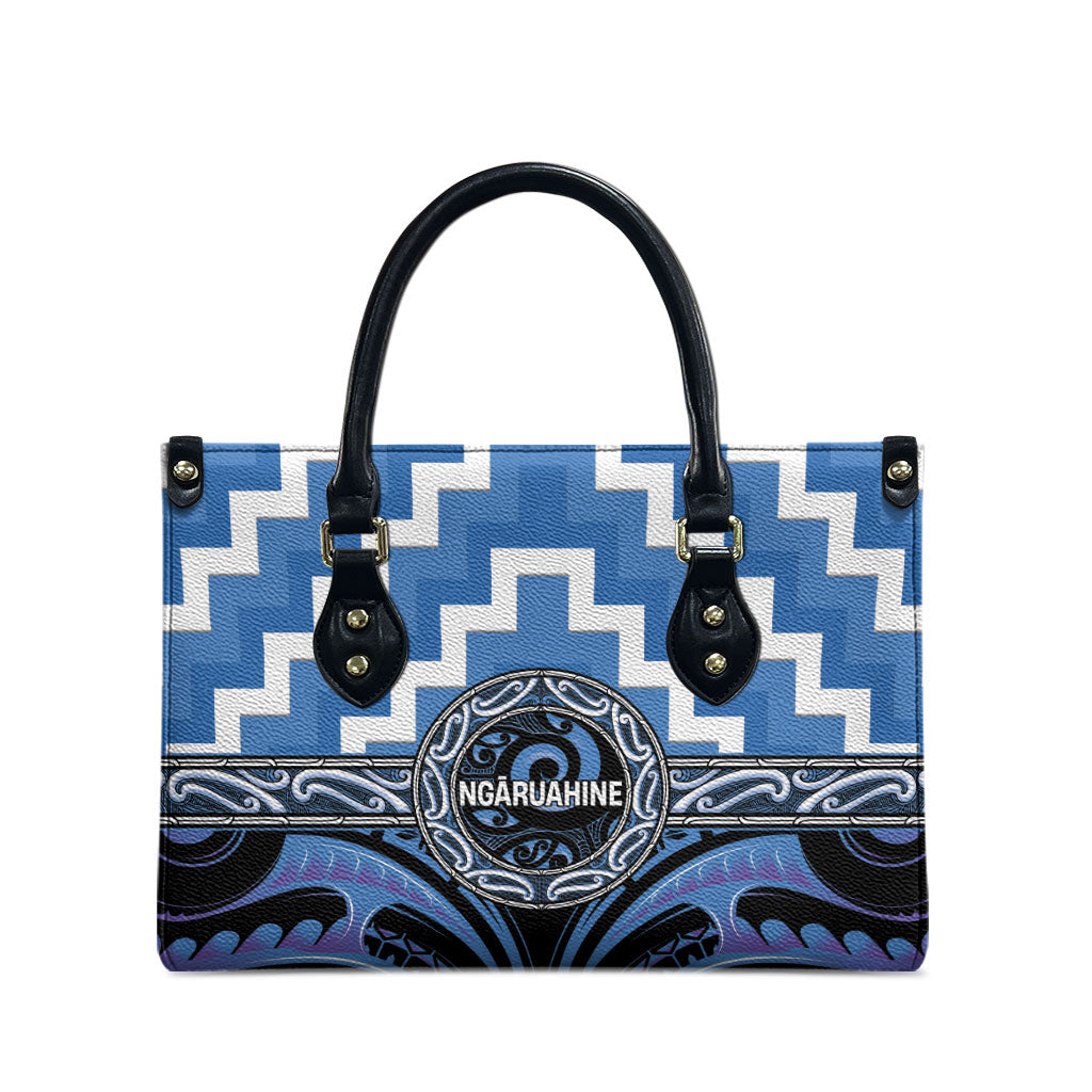 Aotearoa Ngaruahine Leather Bag Maori Iwi Poutama Puhoro Tattoo LT14 - Polynesian Pride