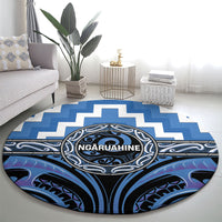 Aotearoa Ngaruahine Round Carpet Maori Iwi Poutama Puhoro Tattoo LT14 - Polynesian Pride