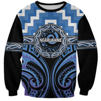 Aotearoa Ngaruahine Personalised Sweatshirt Maori Iwi Poutama Puhoro Tattoo LT14 Unisex Blue - Polynesian Pride