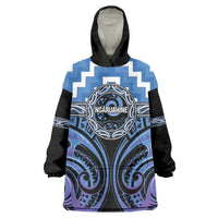 Aotearoa Ngaruahine Personalised Wearable Blanket Hoodie Maori Iwi Poutama Puhoro Tattoo LT14 One Size Blue - Polynesian Pride