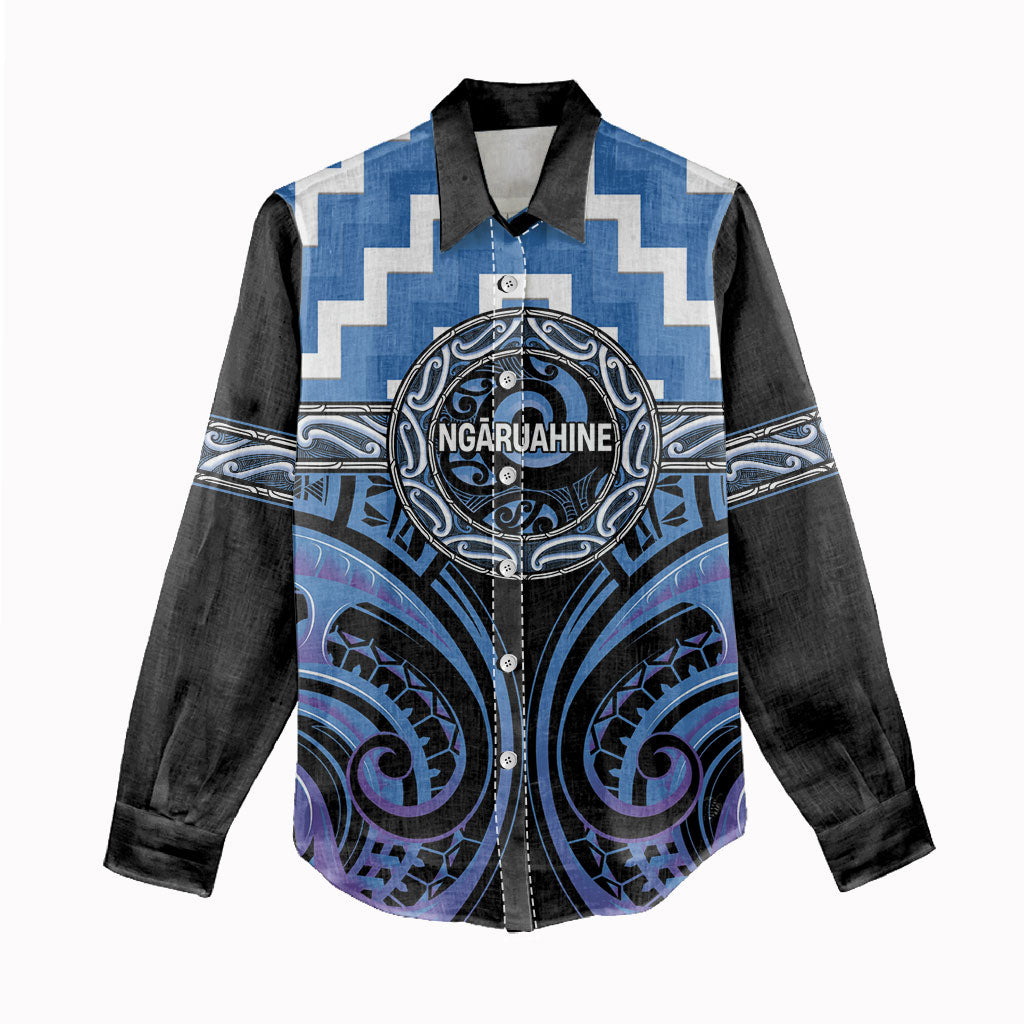 Aotearoa Ngaruahine Personalised Women Casual Shirt Maori Iwi Poutama Puhoro Tattoo LT14 - Polynesian Pride