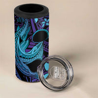 Nukuoro Atoll 4 in 1 Can Cooler Tumbler Polynesian Shark Tattoo Purple Gradient Vibes