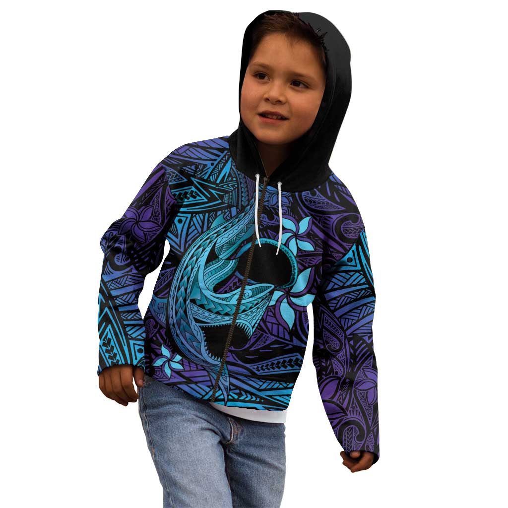 Nukuoro Atoll Kid Hoodie Polynesian Shark Tattoo Purple Gradient Vibes