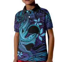 Nukuoro Atoll Kid Polo Shirt Polynesian Shark Tattoo Purple Gradient Vibes