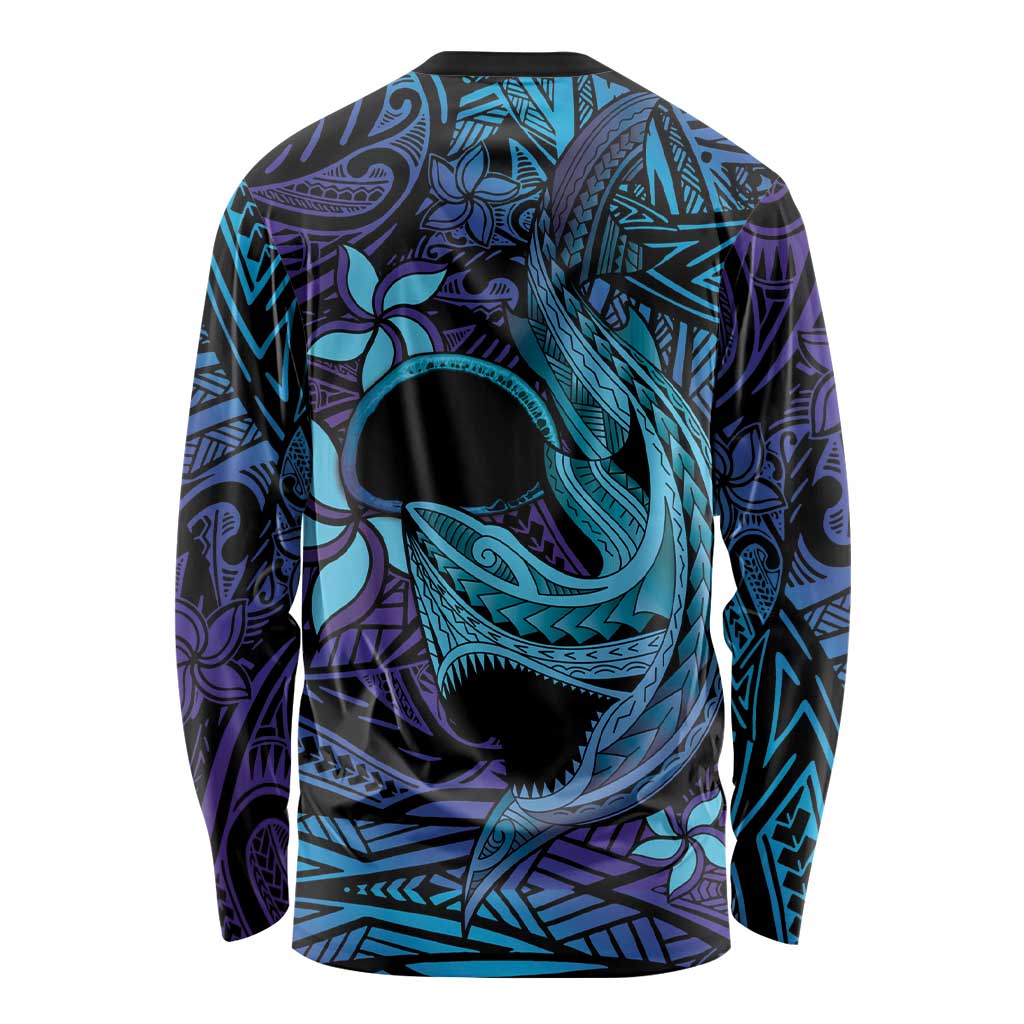 Nukuoro Atoll Long Sleeve Shirt Polynesian Shark Tattoo Purple Gradient Vibes