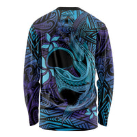 Nukuoro Atoll Long Sleeve Shirt Polynesian Shark Tattoo Purple Gradient Vibes