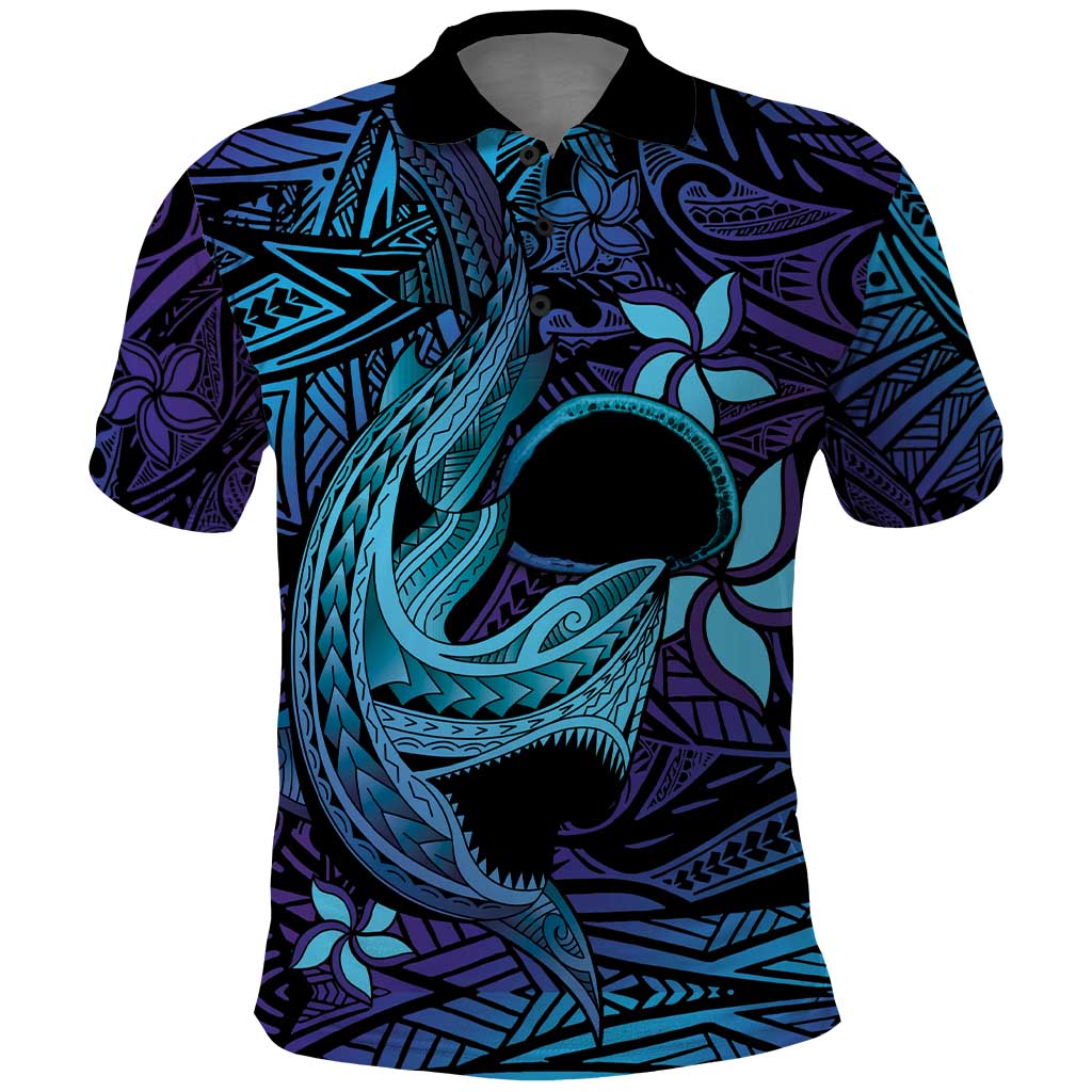 Nukuoro Atoll Polo Shirt Polynesian Shark Tattoo Purple Gradient Vibes