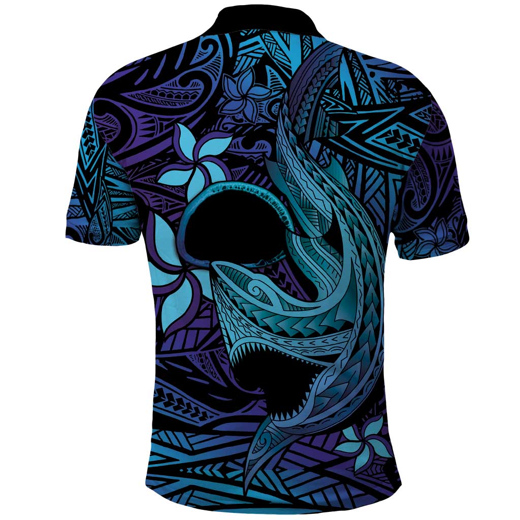 Nukuoro Atoll Polo Shirt Polynesian Shark Tattoo Purple Gradient Vibes