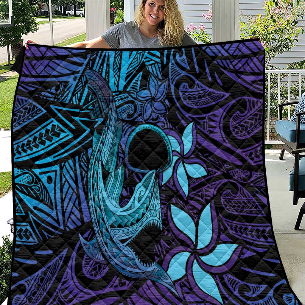 Nukuoro Atoll Quilt Polynesian Shark Tattoo Purple Gradient Vibes LT14 Purple - Polynesian Pride
