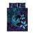 Nukuoro Atoll Quilt Bed Set Polynesian Shark Tattoo Purple Gradient Vibes