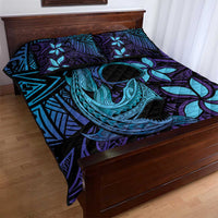Nukuoro Atoll Quilt Bed Set Polynesian Shark Tattoo Purple Gradient Vibes