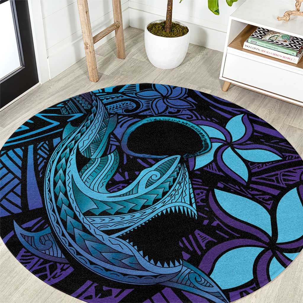 Nukuoro Atoll Round Carpet Polynesian Shark Tattoo Purple Gradient Vibes LT14 Purple - Polynesian Pride