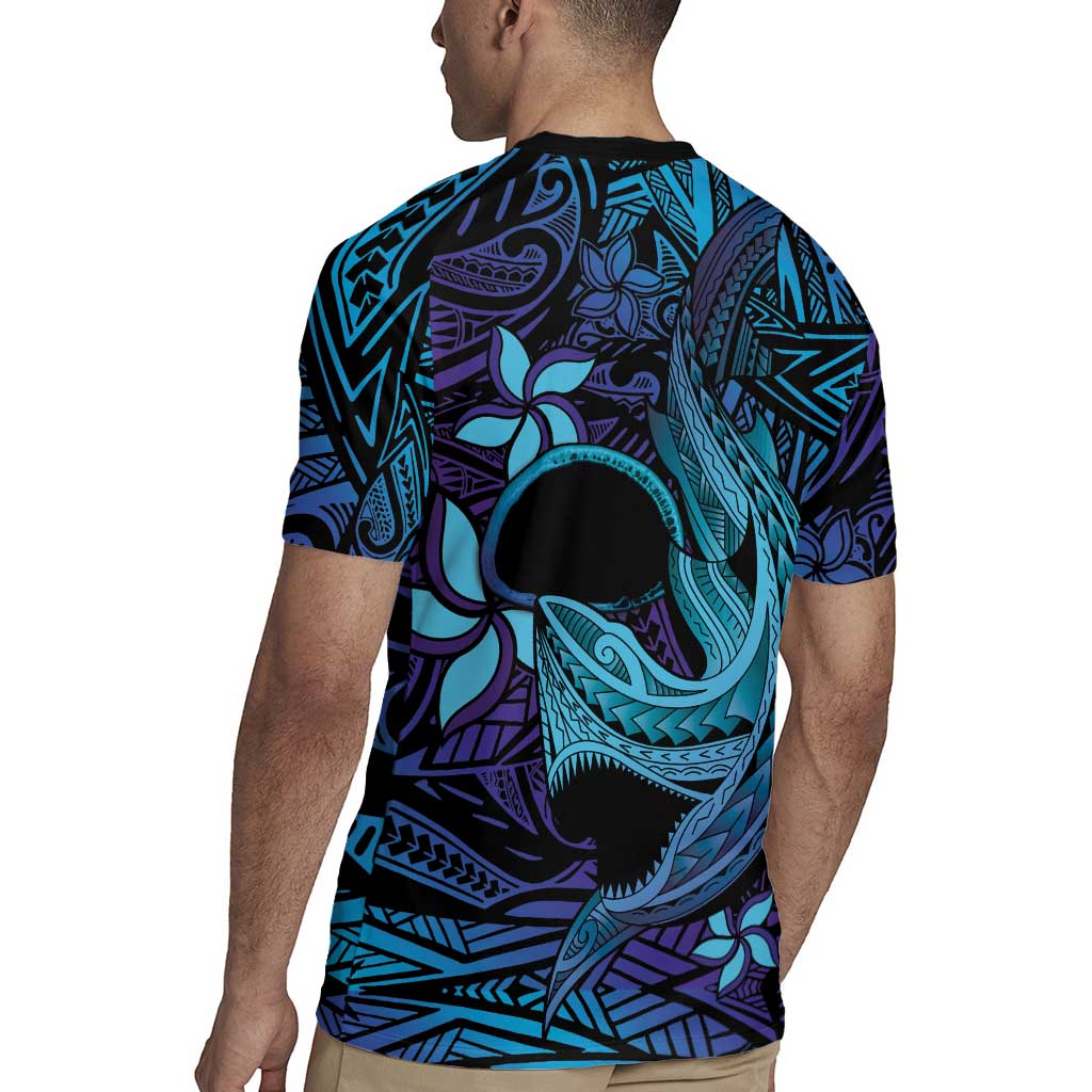 Nukuoro Atoll Rugby Jersey Polynesian Shark Tattoo Purple Gradient Vibes