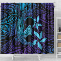 Nukuoro Atoll Shower Curtain Polynesian Shark Tattoo Purple Gradient Vibes
