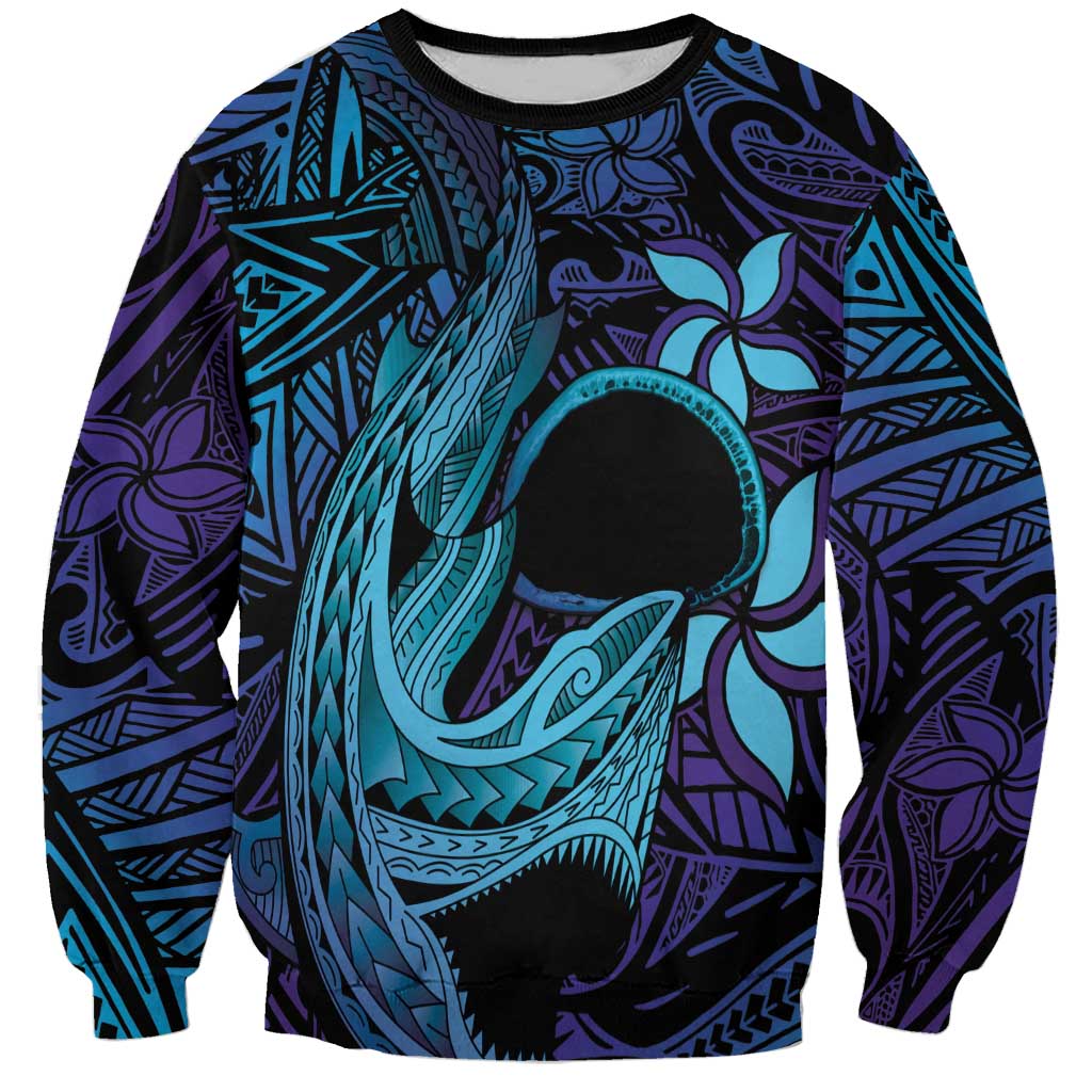 Nukuoro Atoll Sweatshirt Polynesian Shark Tattoo Purple Gradient Vibes
