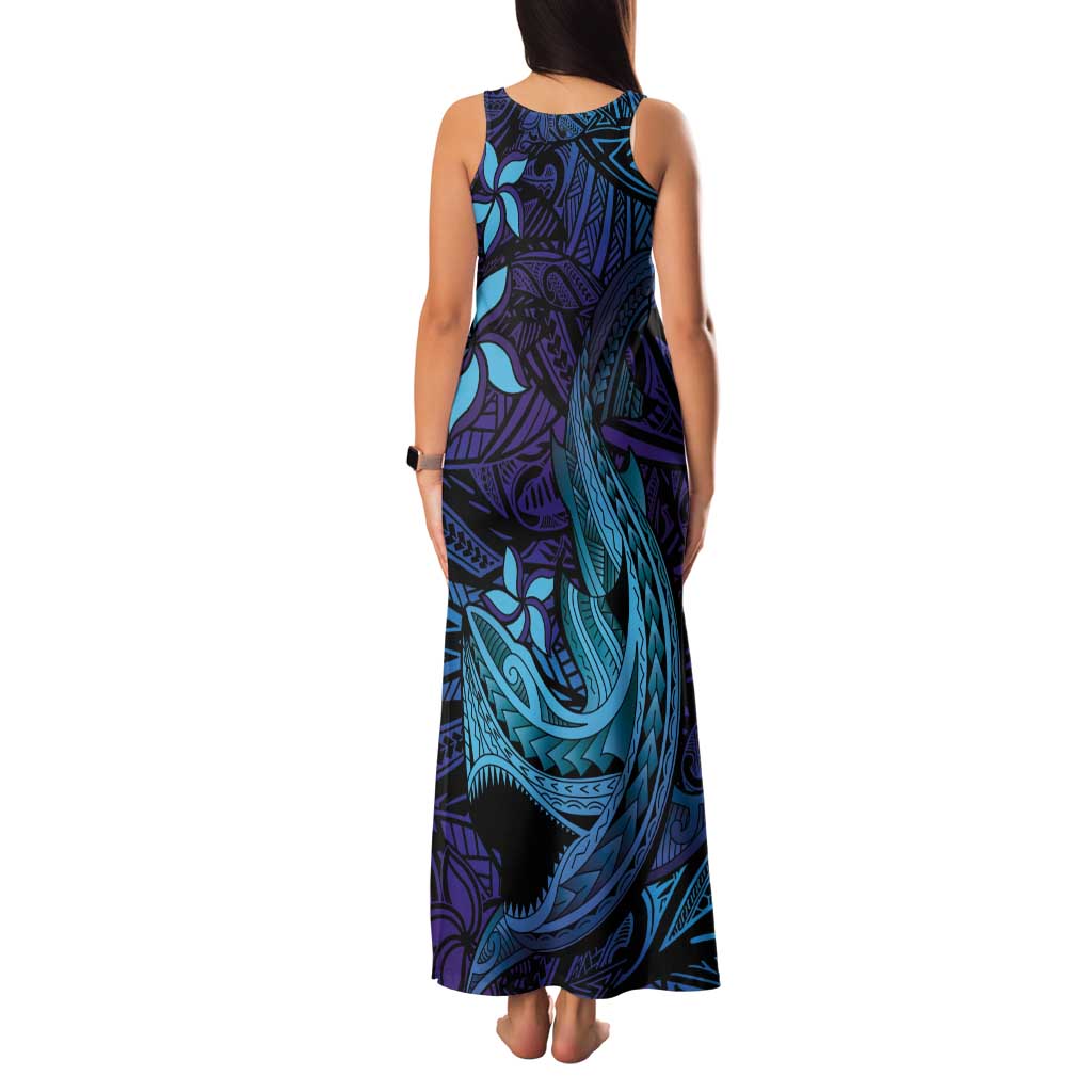 Nukuoro Atoll Tank Maxi Dress Polynesian Shark Tattoo Purple Gradient Vibes