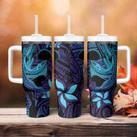 Nukuoro Atoll Tumbler With Handle Polynesian Shark Tattoo Purple Gradient Vibes