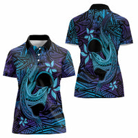Nukuoro Atoll Women Polo Shirt Polynesian Shark Tattoo Purple Gradient Vibes