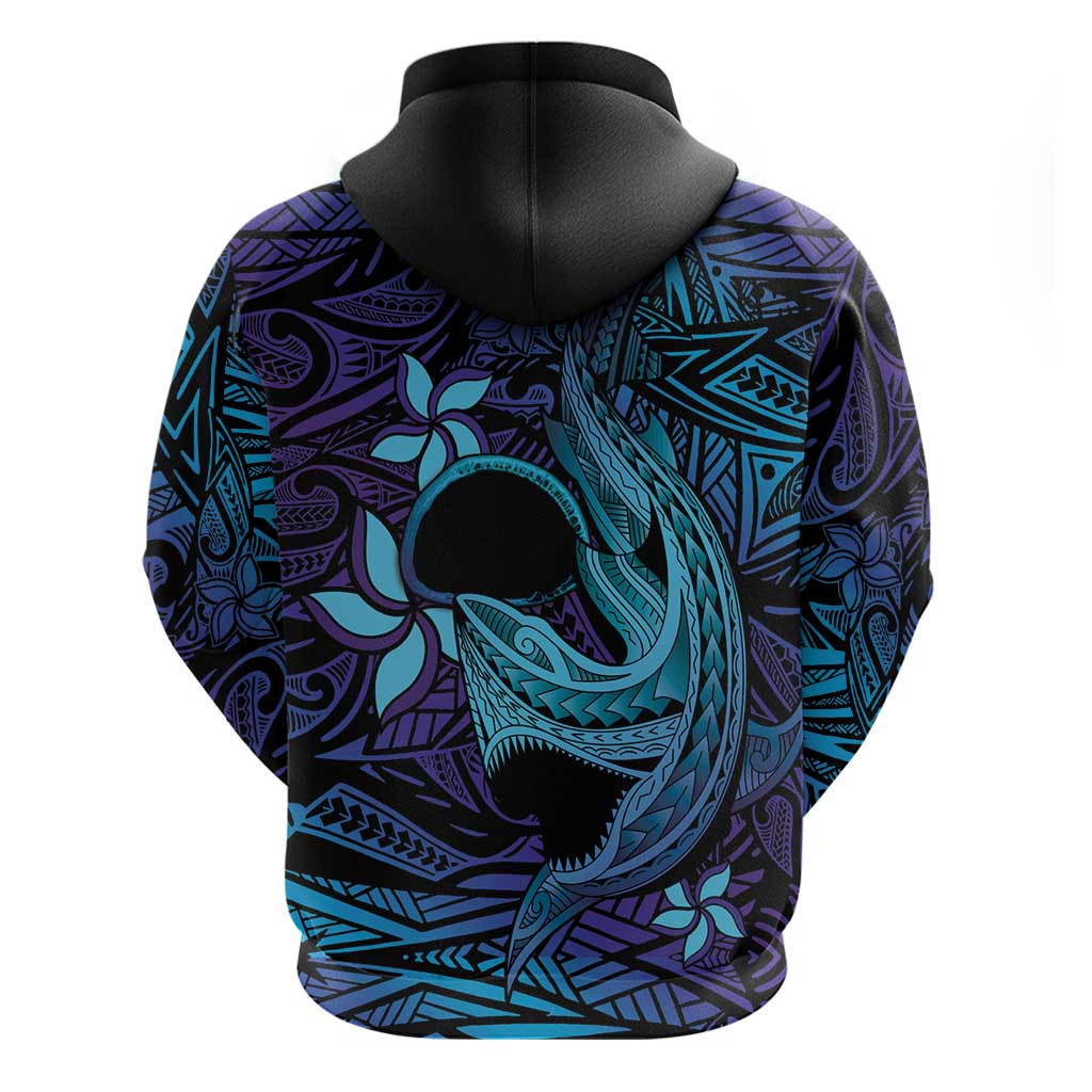 Nukuoro Atoll Zip Hoodie Polynesian Shark Tattoo Purple Gradient Vibes LT14 - Polynesian Pride